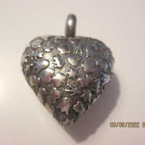 Silvertone Mini Icon Puff Heart Pendant